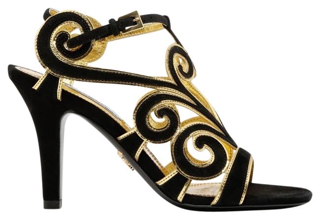 Prada Varnished Abs Suede Sandals