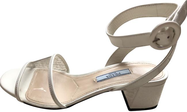 Prada White 45 Patent Leather Sandals