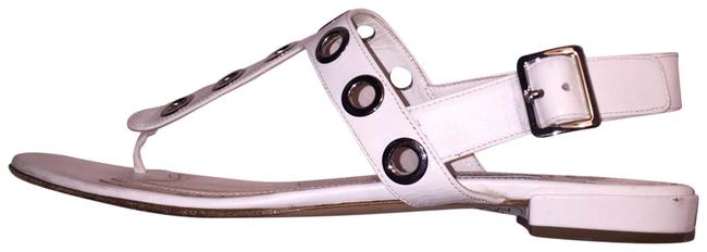 Prada White Calfskin Thong Sandals