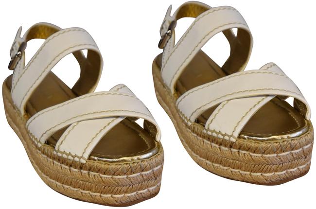 Prada White Leather Platform Sandals