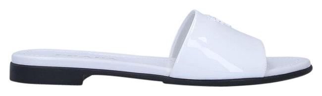 Prada White Patent Leather Slide Sandals