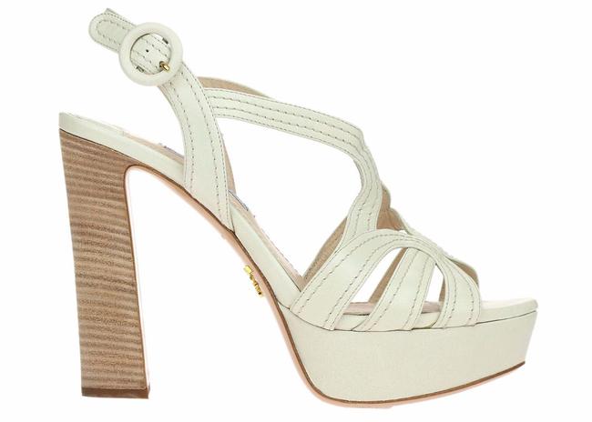 Prada White Womens Leather Strappy Heels 365 Sandals