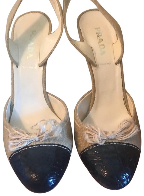 Prada Beige Raffia Formal Shoes