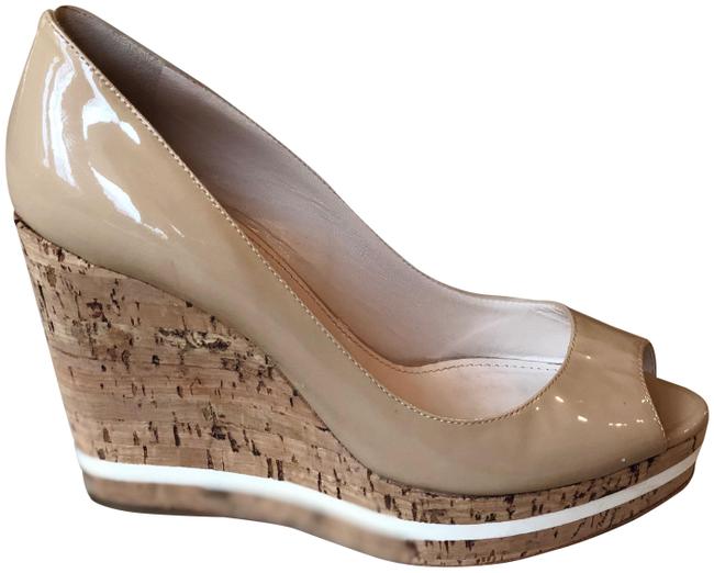 Prada Beige Vern Cork Wedges