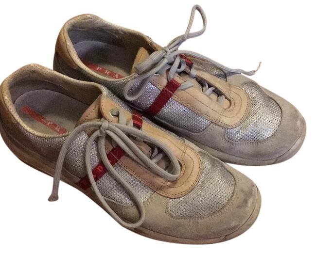Prada BeigeSilver Mens Sneakers