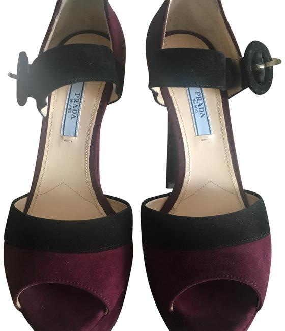 Prada Black and Burgundy Calzarure Donna Platforms