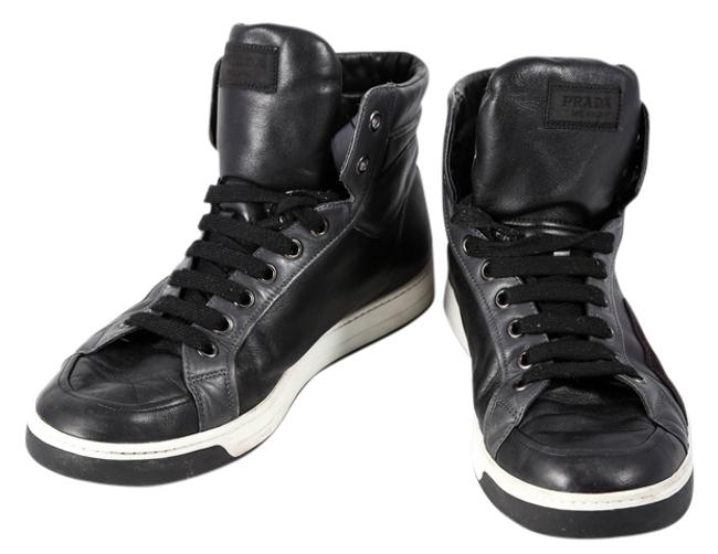 Prada Black Bi color High top Sneakers