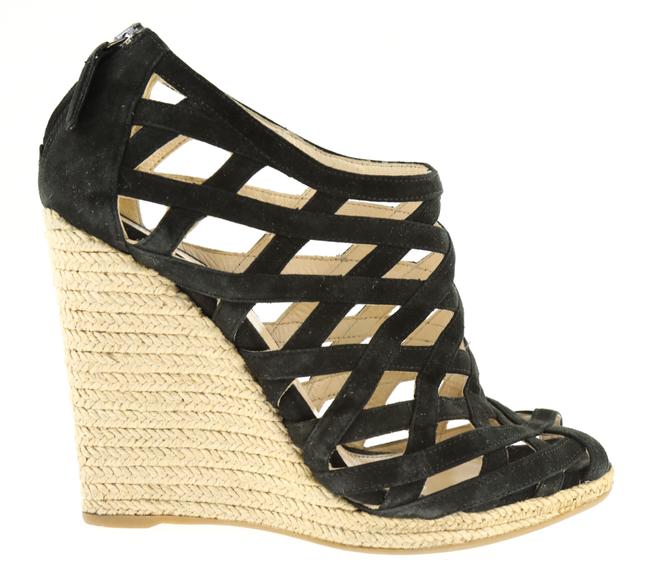 Prada Black Caged Suede Wedges