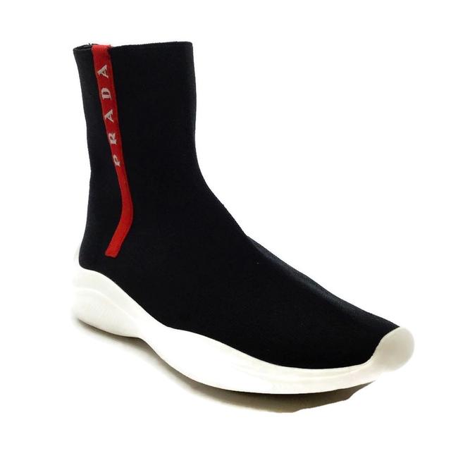 Prada Black Knit High Top Sneakers