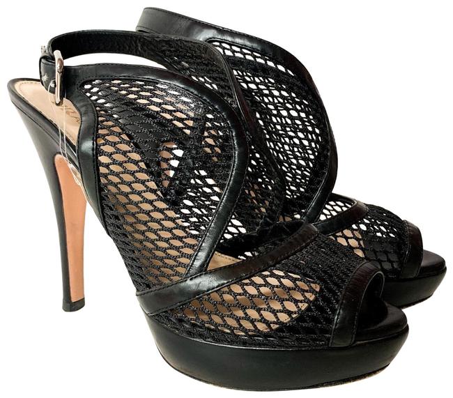 Prada Black Laser Cut Heels Platforms