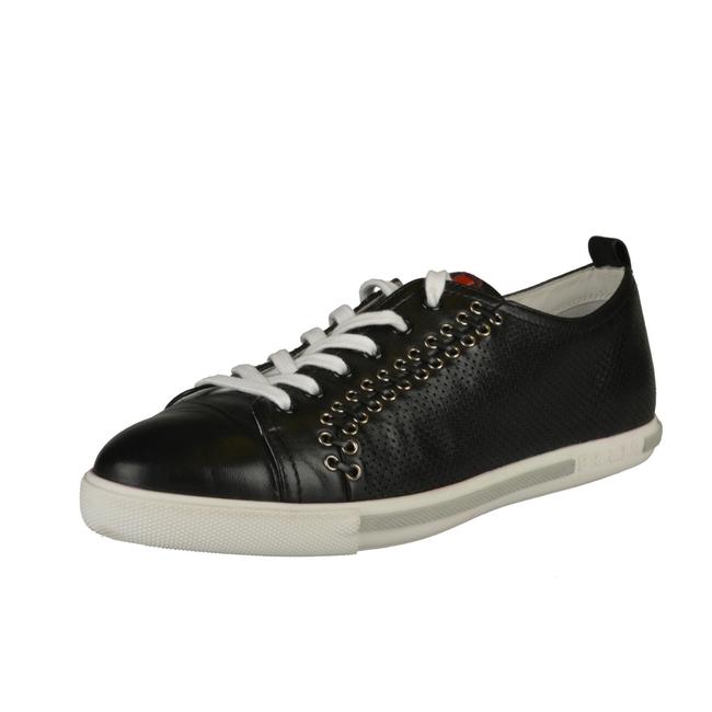 Prada Black Leather Fashion Sneakers