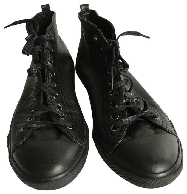 Prada Black Leather High Top Unisex W9 M 7 Sneakers
