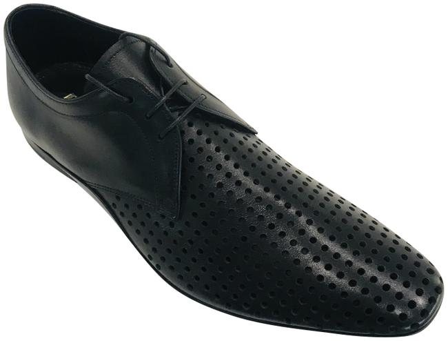 Prada Black Men Perforated Loafers Formal Shoes