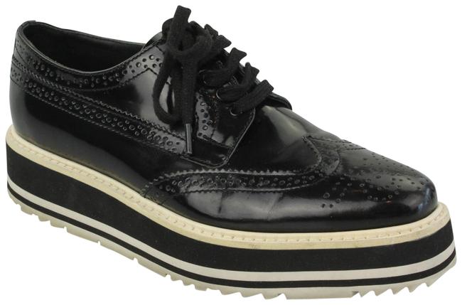 Prada Black Patent Brogue trimmed Oxford Platforms