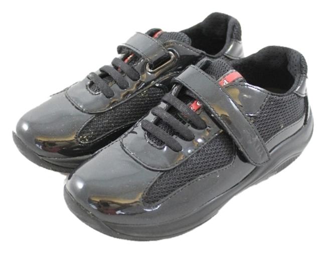 Prada Black Patent Kids American Cup Formal Shoes