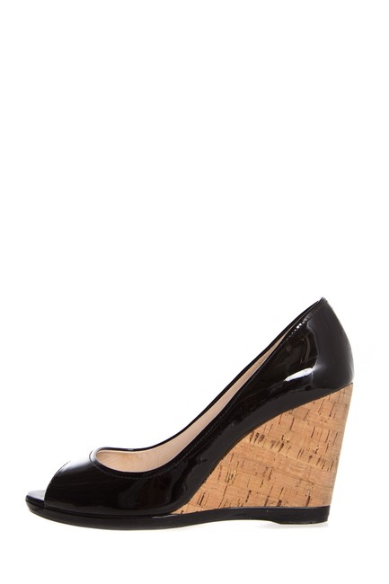 Prada Black Peep Toe Wedges