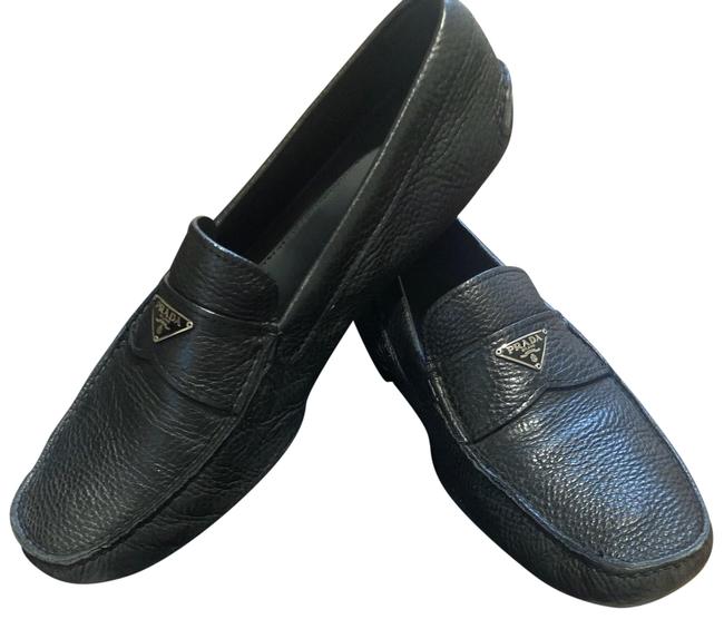 Prada Black Saffiano Cuir Loafer Formal Shoes