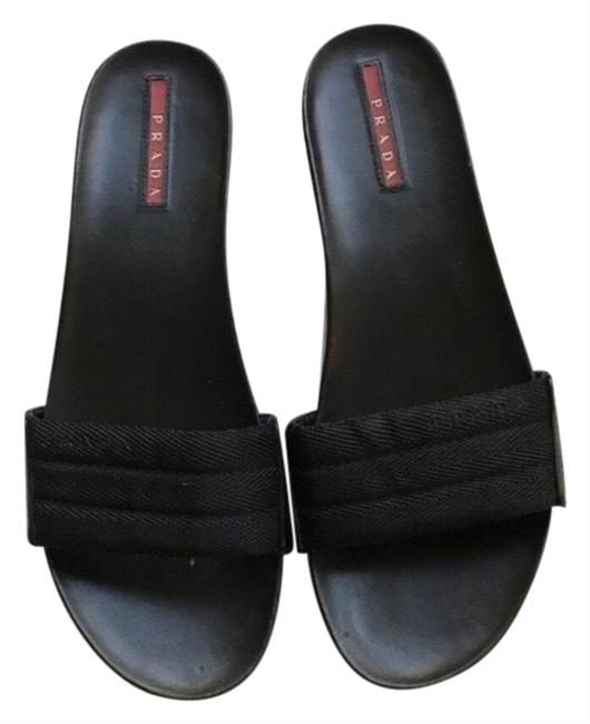 Prada Black Slides Wedges