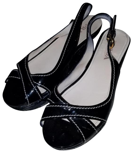 Prada Black Slingback Sandals Wedges