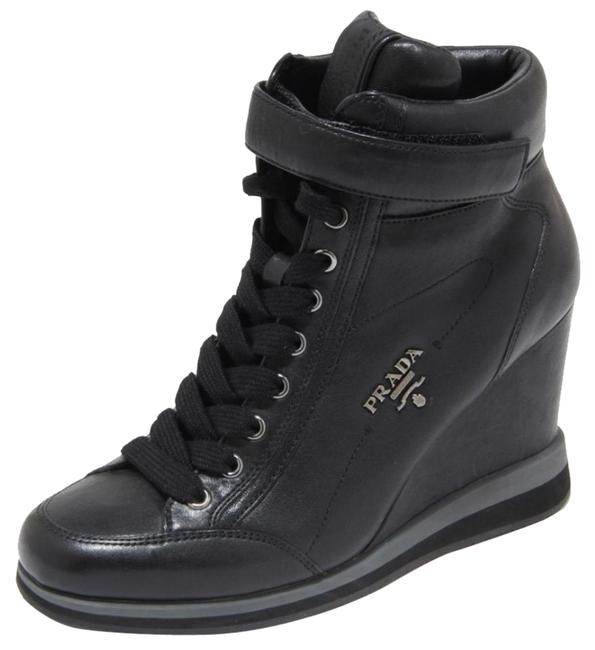 Prada Black Sneaker Wedges