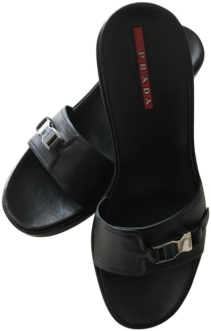 Prada Black Sports Sandals Wedges