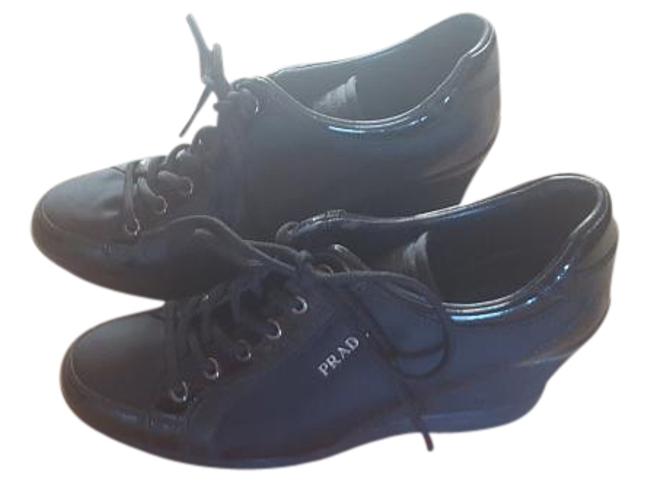 Prada Black Sporty Wedges