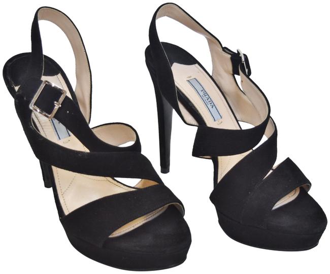 Prada Black Suede Strappy Formal Shoes