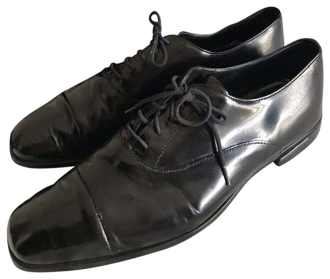 Prada Black Unisex Leather Lace up Oxfords Formal Shoes