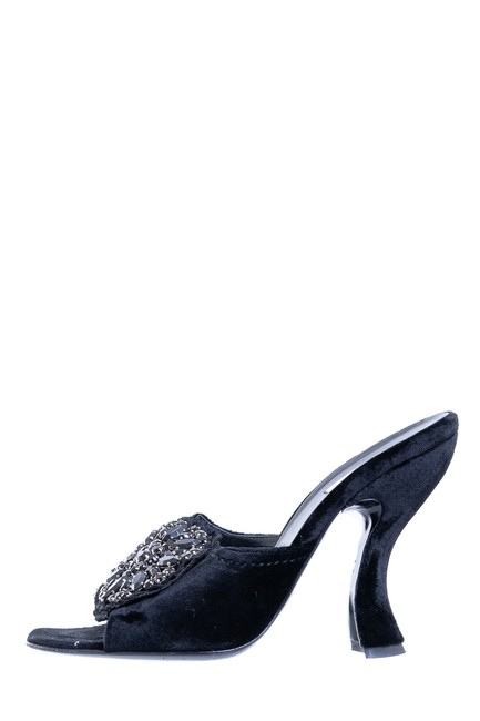 Prada Black Velvet Heels Platforms Narrow