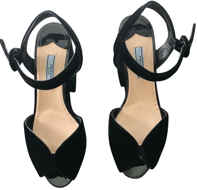 Prada Black Velvet Platforms
