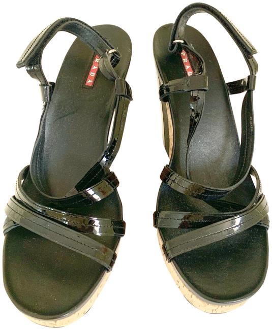 Prada Black Wedge Platforms