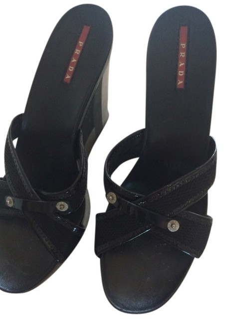 Prada Black Wedges Narrow