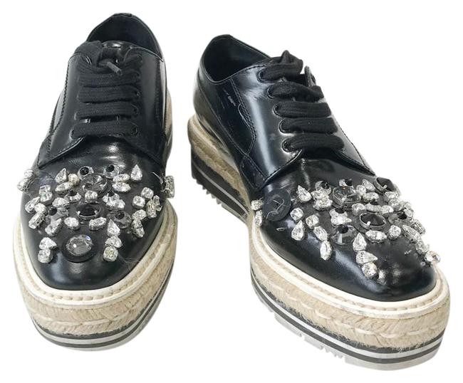 Prada Black Women Jeweled Loafer Platforms
