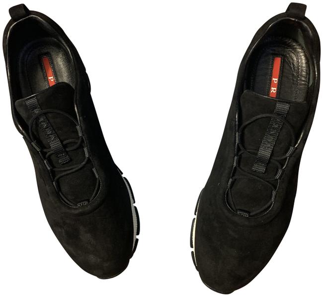 Prada Black Womens Suede Sneakers