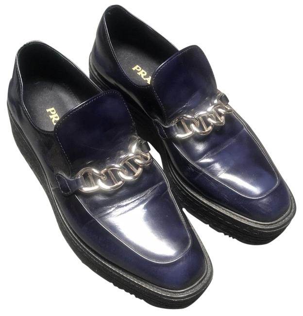 Prada Blue Chunky Chain Loafer Platforms