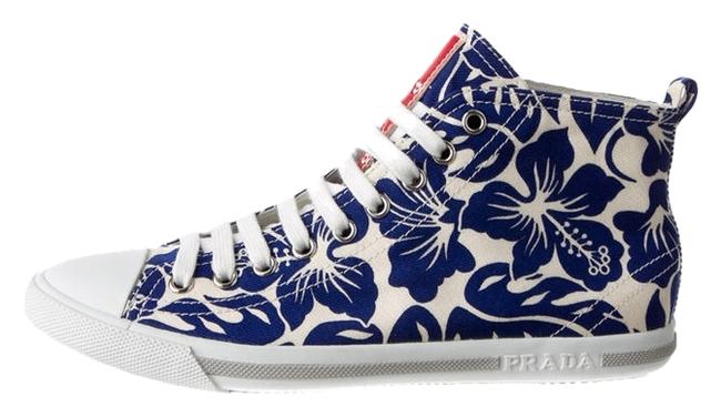 Prada Blue Floral Linea Rossa Sneakers