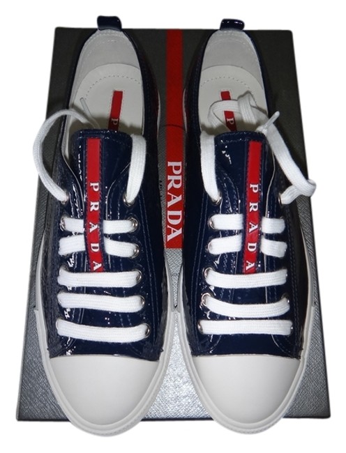 Prada Blue New Naplak Royal Leather 37 Sneakers