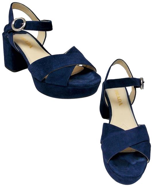 Prada Blue Suede Platforms