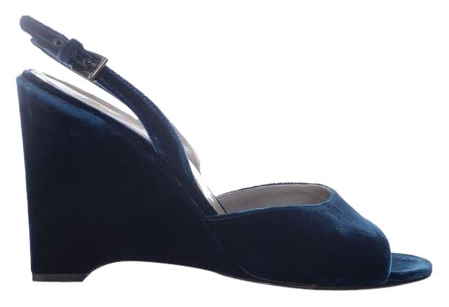 Prada Blue Velvet Wedges