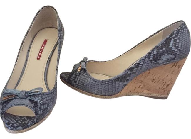 Prada Blue Wedges