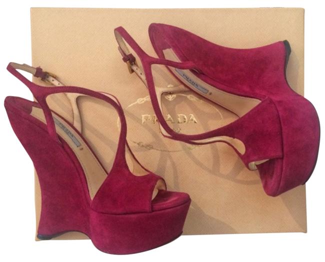 Prada Bouganville Suede Wedges