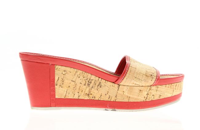 Prada Brown Cork Slide Sandals Wedges
