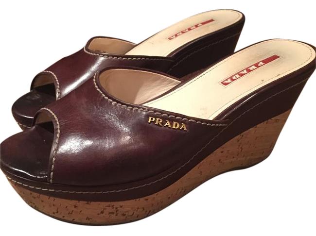 Prada Brown Cork Wedges
