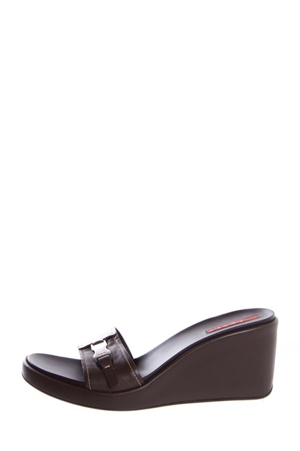 Prada Brown Leather Sandals Wedges