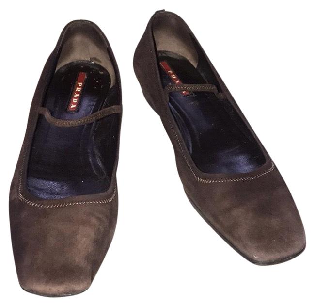 Prada Brown Mary Janes Wedges