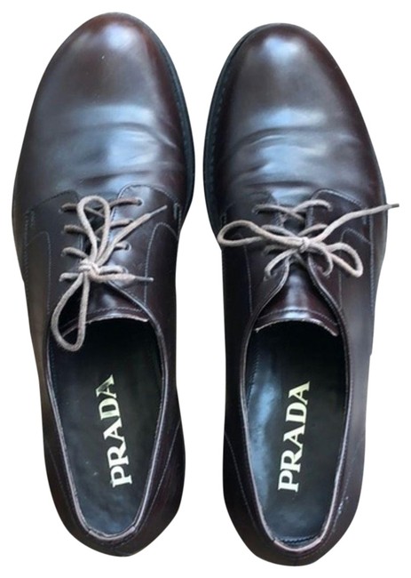 Prada Brown Mens Derby Formal Shoes Extra Wide Ww, Ee