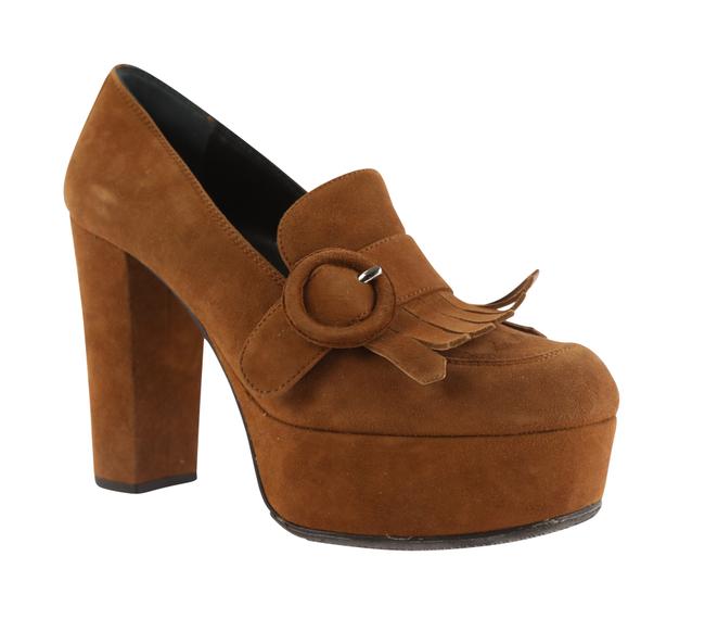 Prada Brown Suede Loafers Platforms