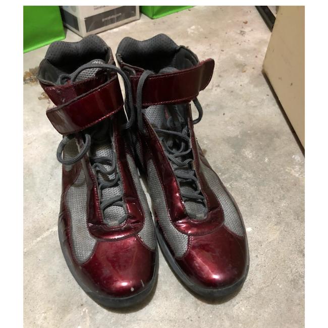 Prada Burgendy High Top Lace Sneakers
