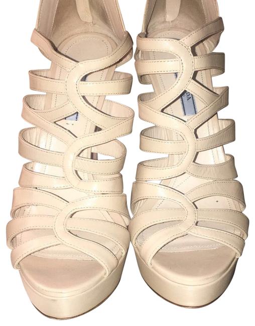 Prada CreamTanNude Pump Platforms