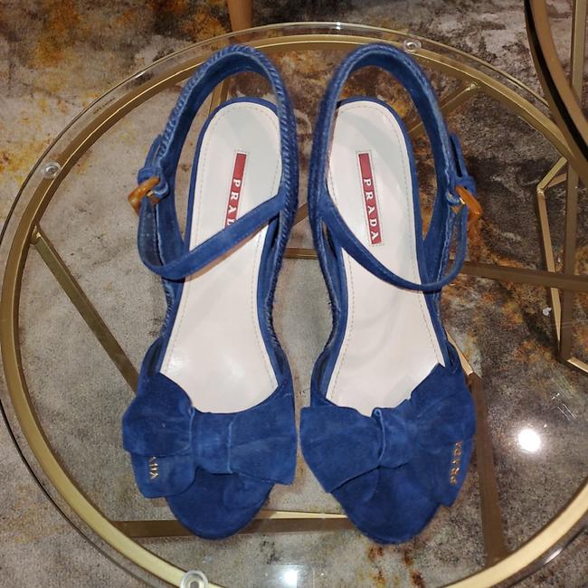 Prada Denim Blue Espadrilles Wedges